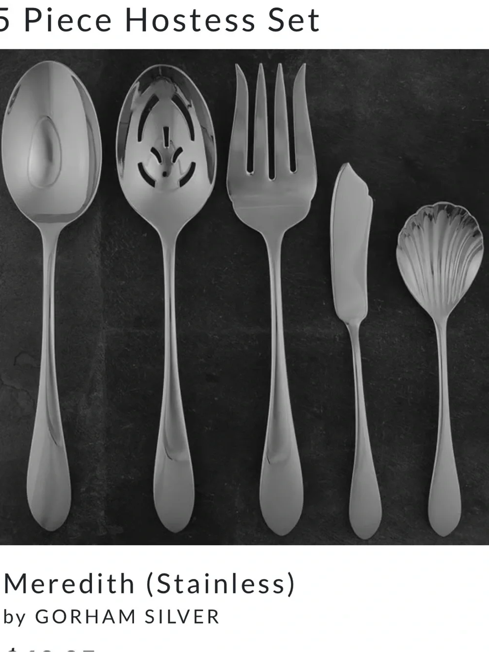 Gorham Meredith 5-Piece Stainless Hostess Set - Silver, NWOB
